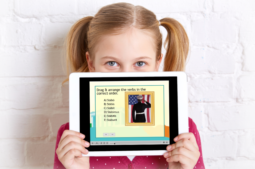 Girl with iPad (1) Latin lesson